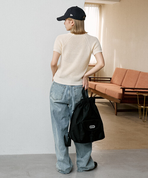 OUTDOOR PRODUCTS（アウトドアプロダクツ）の「OUTDOOR PRODUCTS/アウトドアプロダクツ フロントポケット ナップザック　限定展開（バックパック/リュック・レディース・その他9/ブラック・ONE SIZE）」の7枚目の写真