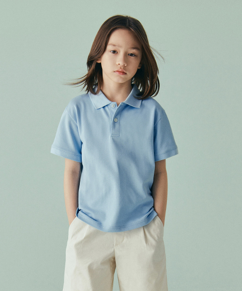 MUSINSA STANDARD KIDS（ムシンサスタンダードキッズ）の「[クールスタンダード] ピケポロシャツ [パステルブルー]（ポロシャツ・レディース・その他・110/120/130/140/150/160）」の9枚目の写真