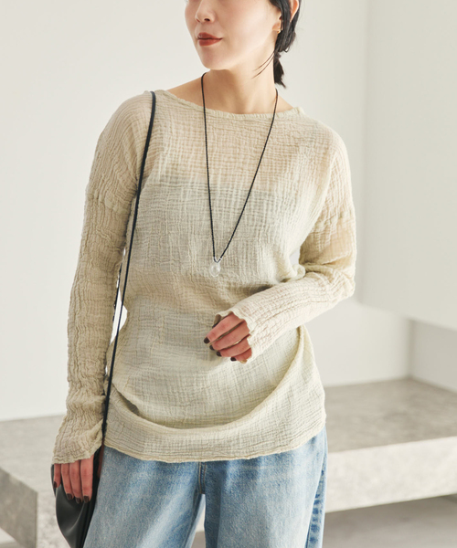 plage(プラージュ)の「《WEB限定追加》LES ATELIERS FRANCAIS DE CONFECTION 別注 T-ブラウス(シャツ/ブラウス・レディース・ホワイト/ナチュラル/ブラック・FREE)」の3枚目の写真