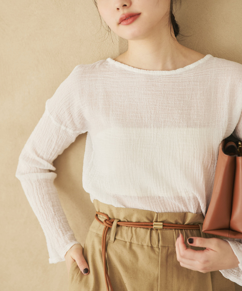 plage(プラージュ)の「《WEB限定追加》LES ATELIERS FRANCAIS DE CONFECTION 別注 T-ブラウス(シャツ/ブラウス・レディース・ホワイト/ナチュラル/ブラック・FREE)」の2枚目の写真