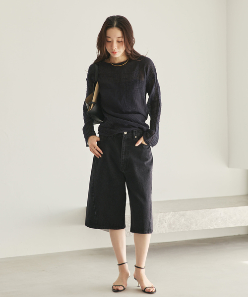 plage(プラージュ)の「《WEB限定追加》LES ATELIERS FRANCAIS DE CONFECTION 別注 T-ブラウス(シャツ/ブラウス・レディース・ホワイト/ナチュラル/ブラック・FREE)」の6枚目の写真