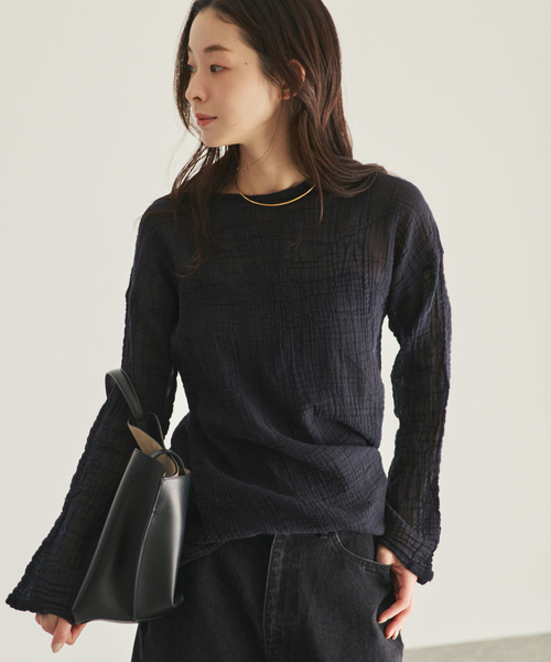 plage(プラージュ)の「《WEB限定追加》LES ATELIERS FRANCAIS DE CONFECTION 別注 T-ブラウス(シャツ/ブラウス・レディース・ホワイト/ナチュラル/ブラック・FREE)」の9枚目の写真