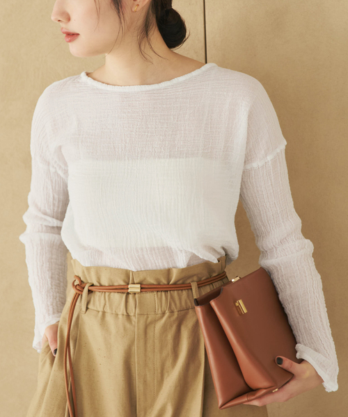 plage(プラージュ)の「《WEB限定追加》LES ATELIERS FRANCAIS DE CONFECTION 別注 T-ブラウス(シャツ/ブラウス・レディース・ホワイト/ナチュラル/ブラック・FREE)」の20枚目の写真