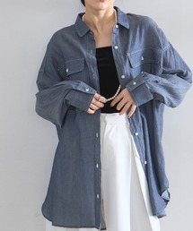 シアーデニムオーバーサイズシャツ