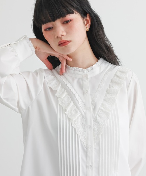 somari imagination（ソマリ イマジネーション）の「コットンレースピンタックブラウス（シャツ/ブラウス・レディース・ブラック/オフホワイト・1/2）」の20枚目の写真