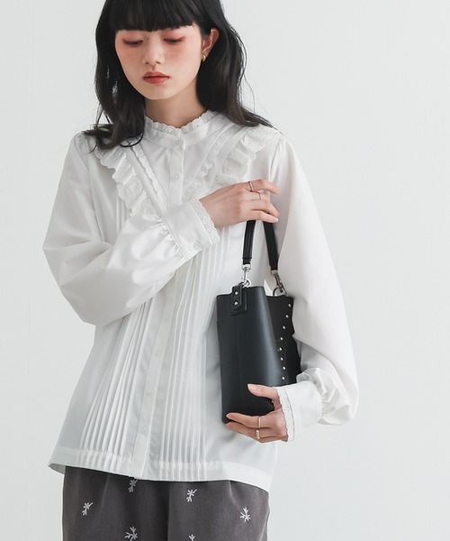somari imagination（ソマリ イマジネーション）の「コットンレースピンタックブラウス（シャツ/ブラウス・レディース・ブラック/オフホワイト・1/2）」の22枚目の写真