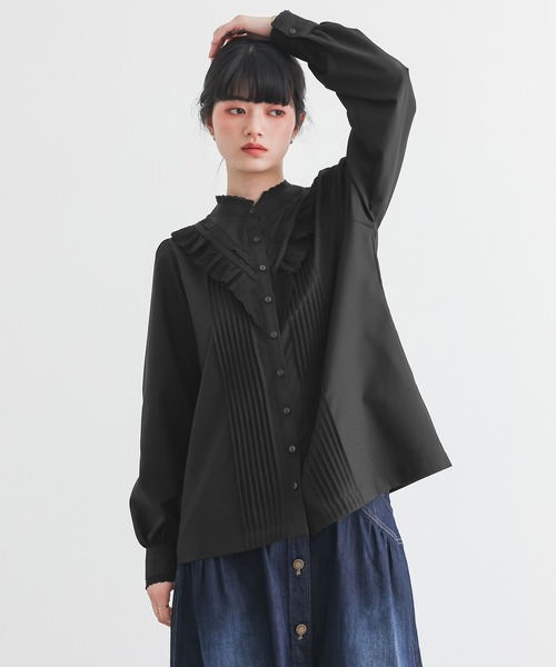 somari imagination（ソマリ イマジネーション）の「コットンレースピンタックブラウス（シャツ/ブラウス・レディース・ブラック/オフホワイト・1/2）」の5枚目の写真