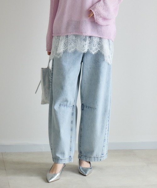 Paradise Picnic（パラダイスピクニック）の「CYAN タックケミカルワイドパンツ（デニムパンツ・レディース・その他1/ブルー/ブラック・MEDIUM/SMALL）」の4枚目の写真