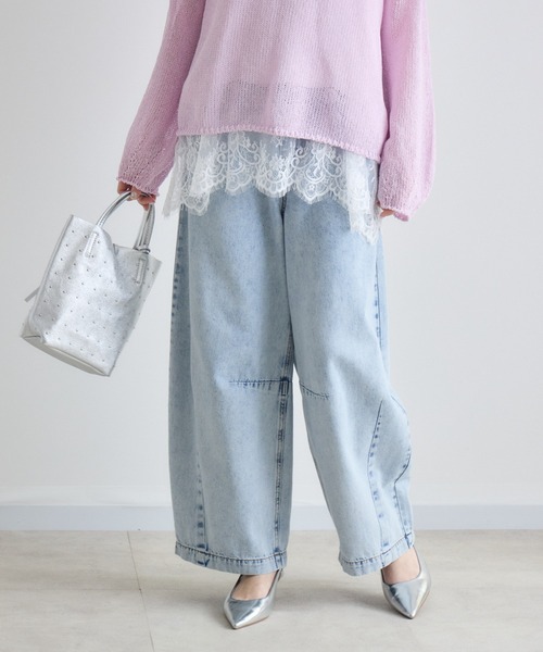 Paradise Picnic（パラダイスピクニック）の「CYAN タックケミカルワイドパンツ（デニムパンツ・レディース・その他1/ブルー/ブラック・MEDIUM/SMALL）」の5枚目の写真