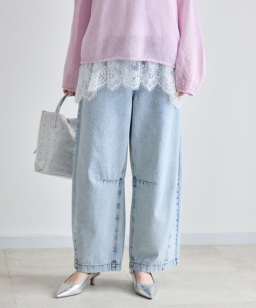 Paradise Picnic（パラダイスピクニック）の「CYAN タックケミカルワイドパンツ（デニムパンツ・レディース・その他1/ブルー/ブラック・MEDIUM/SMALL）」の6枚目の写真