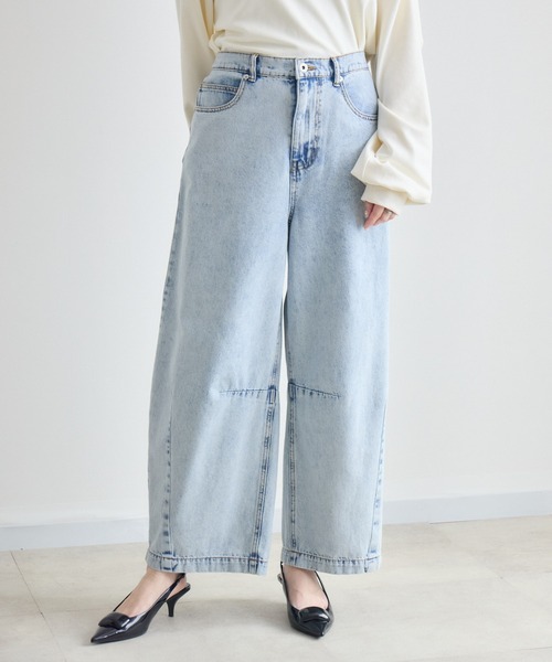 Paradise Picnic（パラダイスピクニック）の「CYAN タックケミカルワイドパンツ（デニムパンツ・レディース・その他1/ブルー/ブラック・MEDIUM/SMALL）」の11枚目の写真