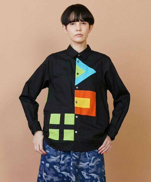 FRAPBOIS(フラボア)の「フラッグシャツ(シャツ/ブラウス・レディース・ホワイト/ブラック・1/2)」の2枚目の写真