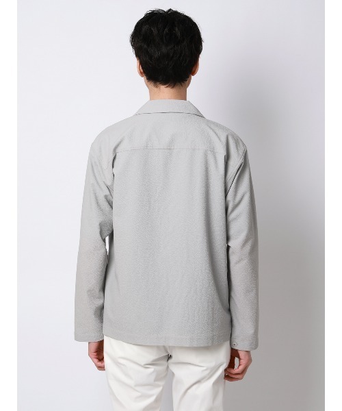 FLAT(フラット)の「FLAT オープンカラーアウターシャツ ウォッシャブル ストレッチ ドライシアサッカー 無地(シャツ/ブラウス・メンズ・ライトグレー/ネイビー・M/L/S)」の6枚目の写真