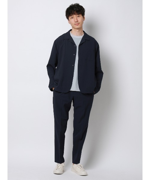 FLAT(フラット)の「FLAT オープンカラーアウターシャツ ウォッシャブル ストレッチ ドライシアサッカー 無地(シャツ/ブラウス・メンズ・ライトグレー/ネイビー・M/L/S)」の12枚目の写真