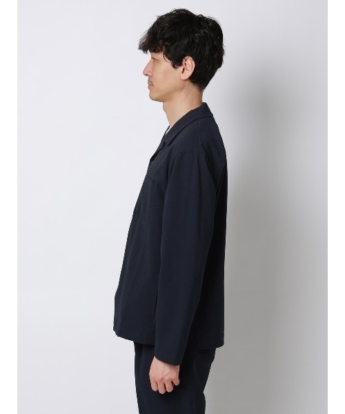 FLAT(フラット)の「FLAT オープンカラーアウターシャツ ウォッシャブル ストレッチ ドライシアサッカー 無地(シャツ/ブラウス・メンズ・ライトグレー/ネイビー・M/L/S)」の14枚目の写真