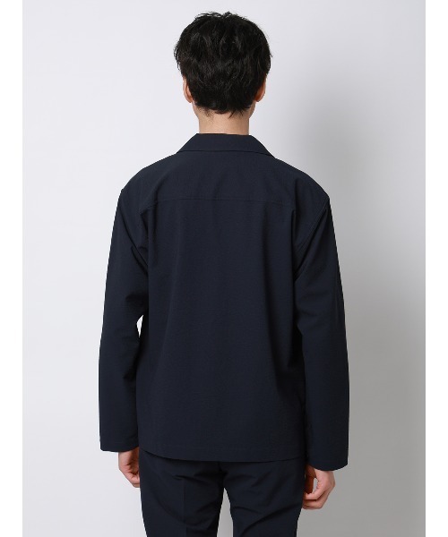 FLAT(フラット)の「FLAT オープンカラーアウターシャツ ウォッシャブル ストレッチ ドライシアサッカー 無地(シャツ/ブラウス・メンズ・ライトグレー/ネイビー・M/L/S)」の15枚目の写真
