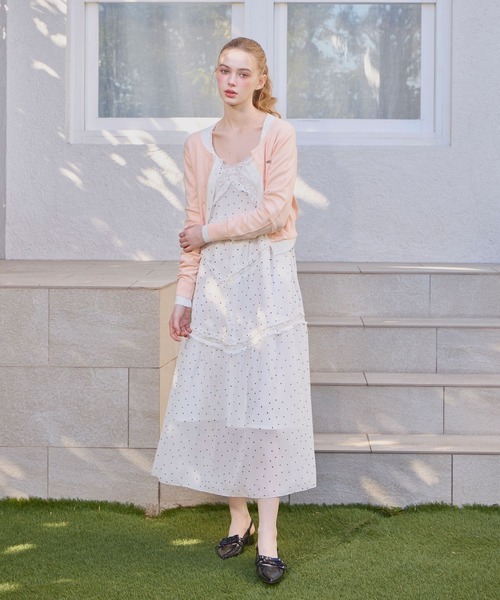Heather(ヘザー)の「バイアスフリルレースキャミワンピース 659583(ワンピース・レディース・オフホワイト/ホワイト系その他/ブラック・FREE)」の3枚目の写真