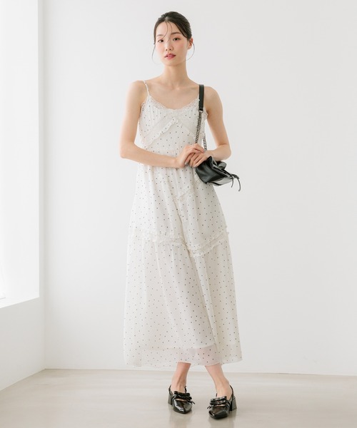 Heather(ヘザー)の「バイアスフリルレースキャミワンピース 659583(ワンピース・レディース・オフホワイト/ホワイト系その他/ブラック・FREE)」の5枚目の写真