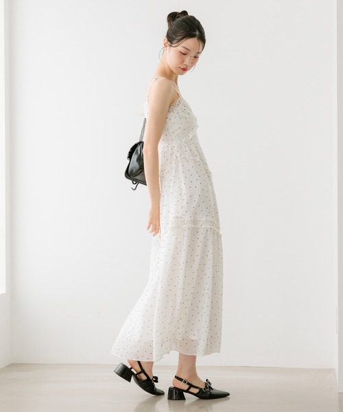 Heather(ヘザー)の「バイアスフリルレースキャミワンピース 659583(ワンピース・レディース・オフホワイト/ホワイト系その他/ブラック・FREE)」の6枚目の写真