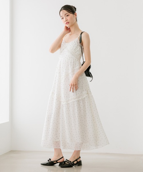 Heather(ヘザー)の「バイアスフリルレースキャミワンピース 659583(ワンピース・レディース・オフホワイト/ホワイト系その他/ブラック・FREE)」の8枚目の写真