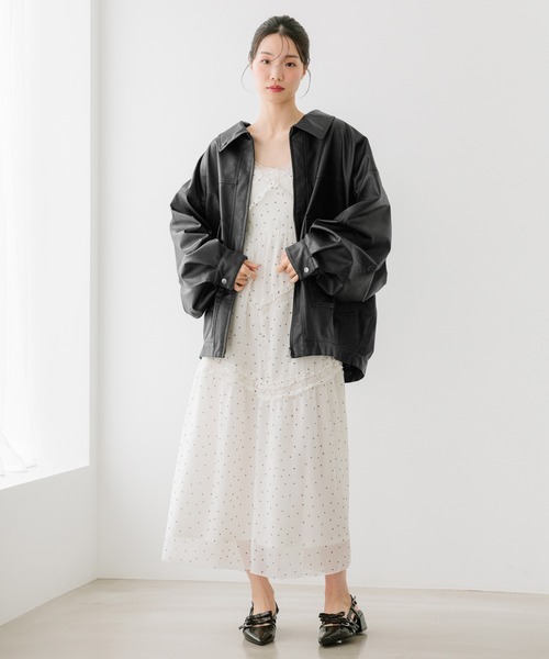 Heather(ヘザー)の「バイアスフリルレースキャミワンピース 659583(ワンピース・レディース・オフホワイト/ホワイト系その他/ブラック・FREE)」の9枚目の写真