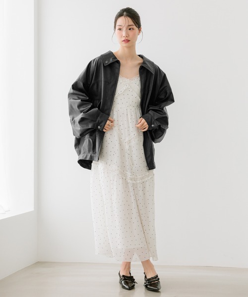 Heather(ヘザー)の「バイアスフリルレースキャミワンピース 659583(ワンピース・レディース・オフホワイト/ホワイト系その他/ブラック・FREE)」の10枚目の写真