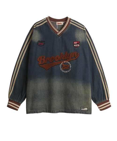 mushwear(マッシュウェア)の「カレッジロゴヴィンテージトップス(Tシャツ/カットソー・メンズ・ブルー・MEDIUM/X-LARGE/LARGE)」の4枚目の写真