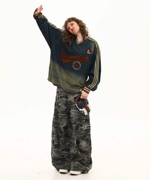 mushwear(マッシュウェア)の「カレッジロゴヴィンテージトップス(Tシャツ/カットソー・メンズ・ブルー・MEDIUM/X-LARGE/LARGE)」の2枚目の写真