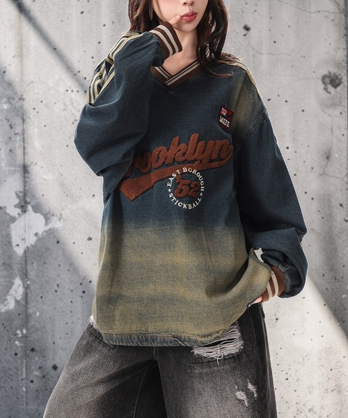 mushwear(マッシュウェア)の「カレッジロゴヴィンテージトップス(Tシャツ/カットソー・メンズ・ブルー・MEDIUM/X-LARGE/LARGE)」の12枚目の写真