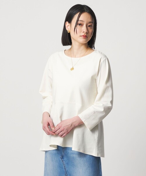 A DAY IN THE LIFE UNITED ARROWS(アデイインザライフユナイテッドアローズ)の「ポンチ ペプラムプルオーバー 7分袖 <A DAY IN THE LIFE>(Tシャツ/カットソー・レディース・オフホワイト/ダークグレー/ライトグレー・FREE)」の4枚目の写真