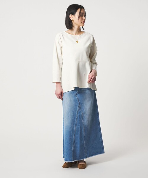 A DAY IN THE LIFE UNITED ARROWS(アデイインザライフユナイテッドアローズ)の「ポンチ ペプラムプルオーバー 7分袖 <A DAY IN THE LIFE>(Tシャツ/カットソー・レディース・オフホワイト/ダークグレー/ライトグレー・FREE)」の5枚目の写真
