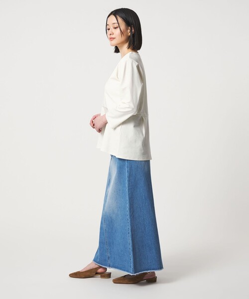 A DAY IN THE LIFE UNITED ARROWS(アデイインザライフユナイテッドアローズ)の「ポンチ ペプラムプルオーバー 7分袖 <A DAY IN THE LIFE>(Tシャツ/カットソー・レディース・オフホワイト/ダークグレー/ライトグレー・FREE)」の6枚目の写真