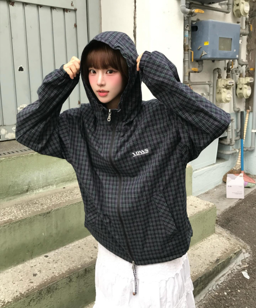 Vortex Check Windbreaker Navy（ナイロンジャケット）｜IDWS