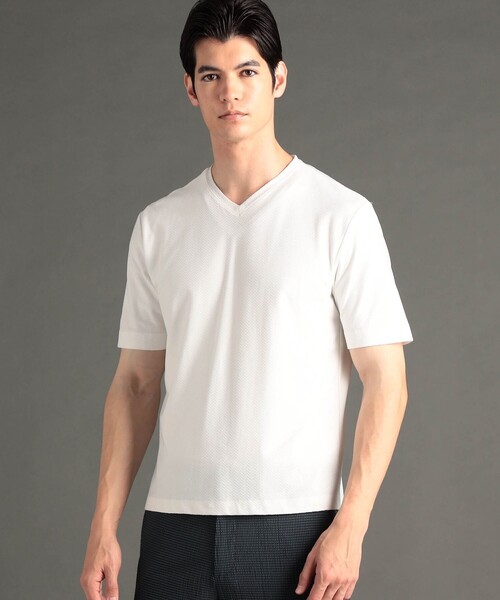 MONSIEUR NICOLE(ムッシュニコル)の「【ex/tra】クールタッチセンセーション VネックTシャツ(Tシャツ/カットソー・メンズ・ブラック/ホワイト・M/L/XL)」の2枚目の写真