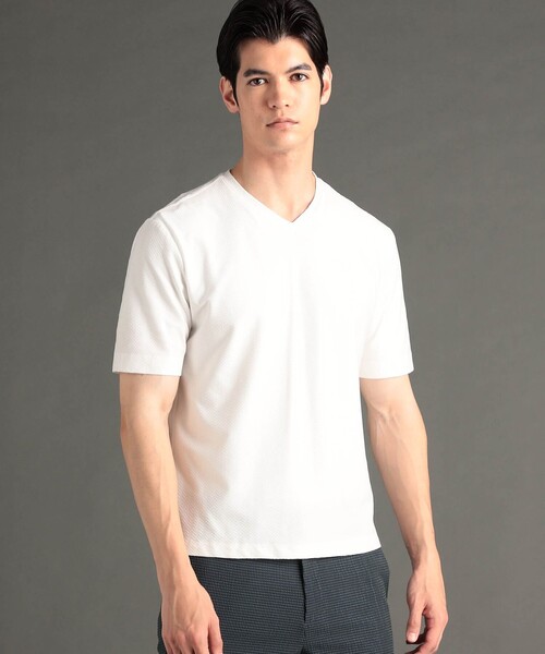 MONSIEUR NICOLE(ムッシュニコル)の「【ex/tra】クールタッチセンセーション VネックTシャツ(Tシャツ/カットソー・メンズ・ブラック/ホワイト・M/L/XL)」の6枚目の写真