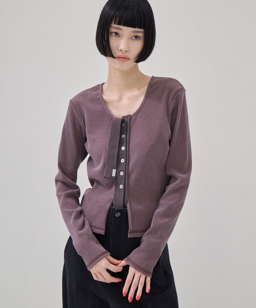 kotohayokozawa（コトハヨコザワ）の「【kotohayokozawa/コトハヨコザワ】CLICK DOT CARDIGAN/クリックドットカーディガン（カーディガン/ボレロ・レディース・ブラウン/カーキ/グレー・FREE）」の3枚目の写真