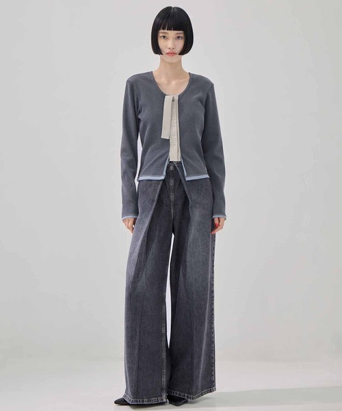 kotohayokozawa（コトハヨコザワ）の「【kotohayokozawa/コトハヨコザワ】CLICK DOT CARDIGAN/クリックドットカーディガン（カーディガン/ボレロ・レディース・ブラウン/カーキ/グレー・FREE）」の4枚目の写真