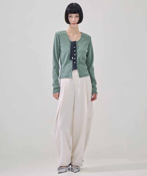 kotohayokozawa（コトハヨコザワ）の「【kotohayokozawa/コトハヨコザワ】CLICK DOT CARDIGAN/クリックドットカーディガン（カーディガン/ボレロ・レディース・ブラウン/カーキ/グレー・FREE）」の12枚目の写真