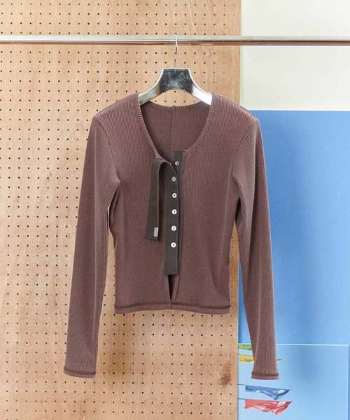 kotohayokozawa（コトハヨコザワ）の「【kotohayokozawa/コトハヨコザワ】CLICK DOT CARDIGAN/クリックドットカーディガン（カーディガン/ボレロ・レディース・ブラウン/カーキ/グレー・FREE）」の10枚目の写真