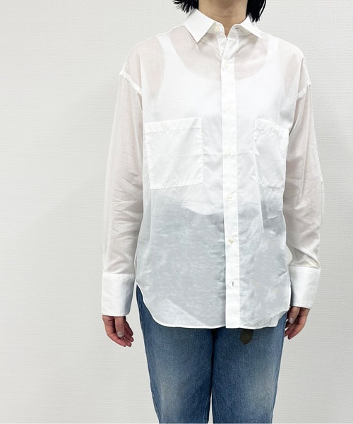 THE FLATS(ザフラッツ)の「ST: THE FLATS OVER SIZE POCKET SHIRT ザ フラッツ シアーオーバーサイズ ポケットシャツ(シャツ/ブラウス・レディース・ブラック/ブラウン/オフホワイト・FREE)」の1枚目の写真