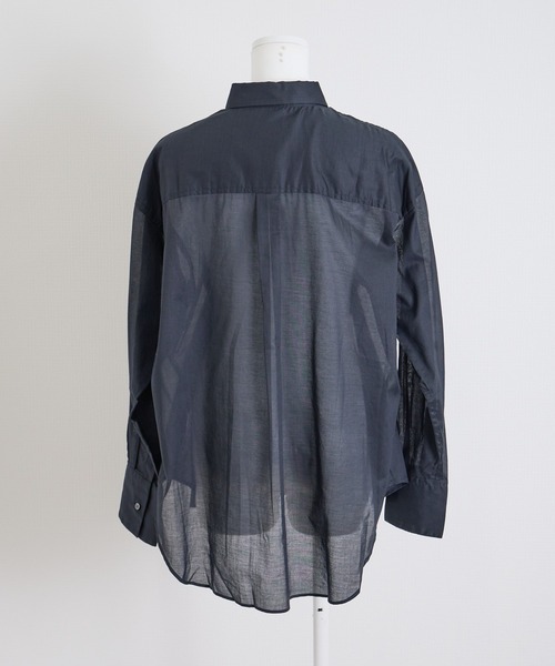 THE FLATS(ザフラッツ)の「ST: THE FLATS OVER SIZE POCKET SHIRT ザ フラッツ シアーオーバーサイズ ポケットシャツ(シャツ/ブラウス・レディース・ブラック/ブラウン/オフホワイト・FREE)」の5枚目の写真