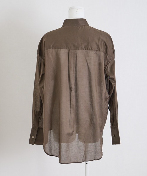 THE FLATS(ザフラッツ)の「ST: THE FLATS OVER SIZE POCKET SHIRT ザ フラッツ シアーオーバーサイズ ポケットシャツ(シャツ/ブラウス・レディース・ブラック/ブラウン/オフホワイト・FREE)」の6枚目の写真