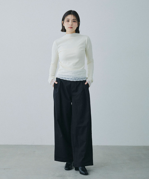 Mirette（ミレット）の「アクセントコード付き タックワイドパンツ / Accent Cord Wide Tuck Pants（スラックス・レディース・ナチュラル/ブラック・MEDIUM/LARGE）」の8枚目の写真