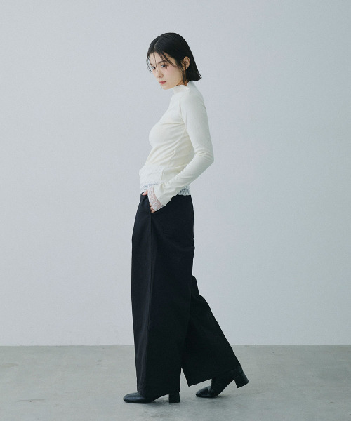 Mirette（ミレット）の「アクセントコード付き タックワイドパンツ / Accent Cord Wide Tuck Pants（スラックス・レディース・ナチュラル/ブラック・MEDIUM/LARGE）」の15枚目の写真