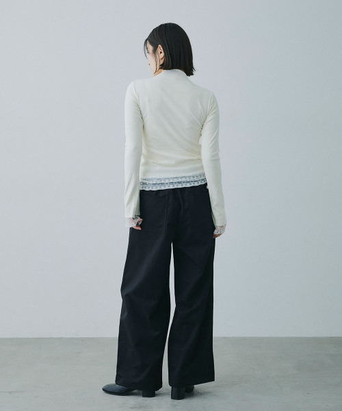 Mirette（ミレット）の「アクセントコード付き タックワイドパンツ / Accent Cord Wide Tuck Pants（スラックス・レディース・ナチュラル/ブラック・MEDIUM/LARGE）」の16枚目の写真