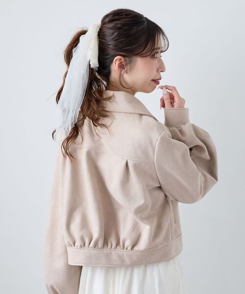 MAJESTIC LEGON（マジェスティックレゴン）の「パールチュールリボンバレッタ（バレッタ/ヘアクリップ・レディース・ブラック/アイボリー・FREE）」の4枚目の写真