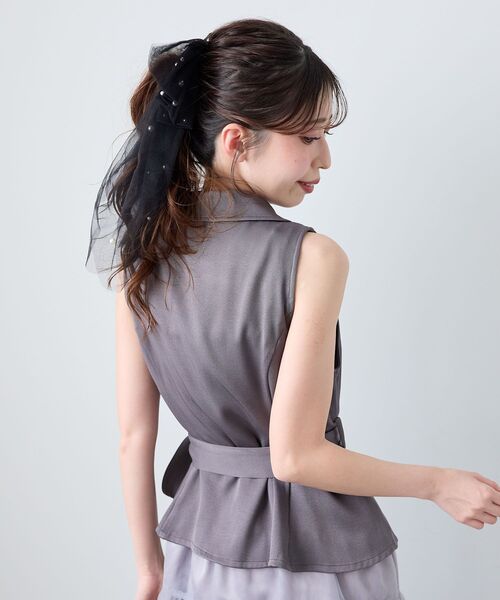 MAJESTIC LEGON（マジェスティックレゴン）の「パールチュールリボンバレッタ（バレッタ/ヘアクリップ・レディース・ブラック/アイボリー・FREE）」の9枚目の写真