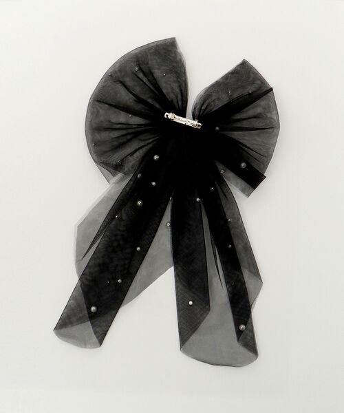 MAJESTIC LEGON（マジェスティックレゴン）の「パールチュールリボンバレッタ（バレッタ/ヘアクリップ・レディース・ブラック/アイボリー・FREE）」の16枚目の写真