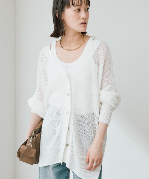 RIVE DROITE（リヴドロワ）の「【前後2WAY仕様】リネンブレンド2WAYカーデ（カーディガン/ボレロ・レディース・オフホワイト/モカ/グレー・FREE）」の9枚目の写真