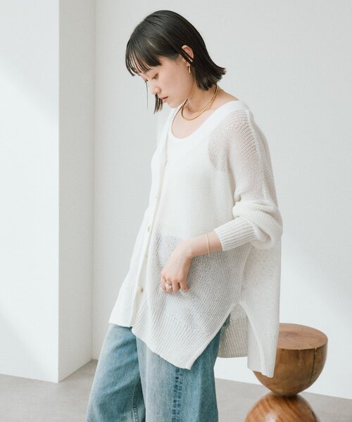 RIVE DROITE（リヴドロワ）の「【前後2WAY仕様】リネンブレンド2WAYカーデ（カーディガン/ボレロ・レディース・オフホワイト/モカ/グレー・FREE）」の10枚目の写真